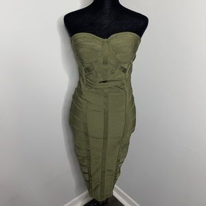 Green body on dress
